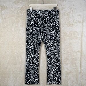 ZARA Women's Size M Black White Zebra Print Flared Pants Playful Stylish
